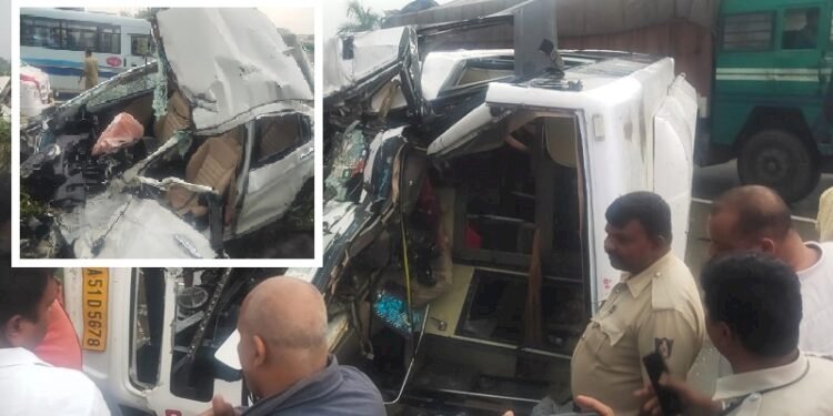 Car and private bus accident in Bengaluru, two students spot dead