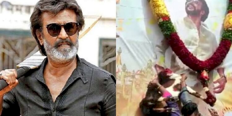 Fans sprinkle goat’s blood on Rajinikanth’s Annathe poster